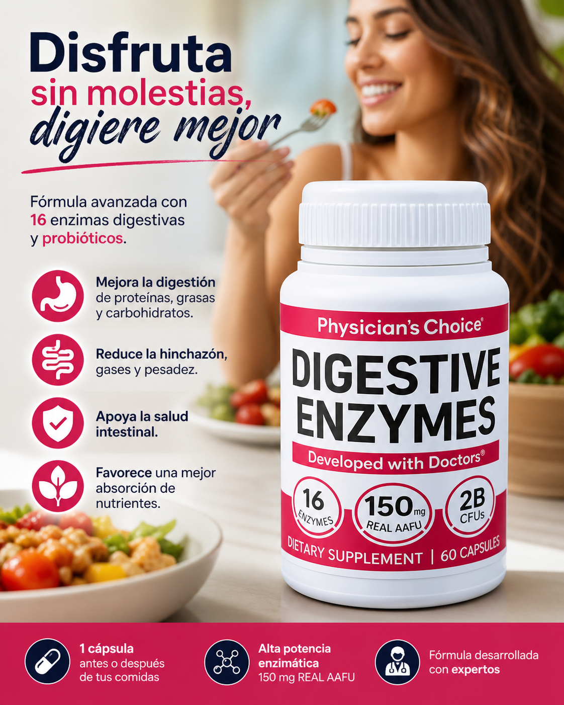 Digestive  Enzymes-Menos Hinchazon Despues de Comer
