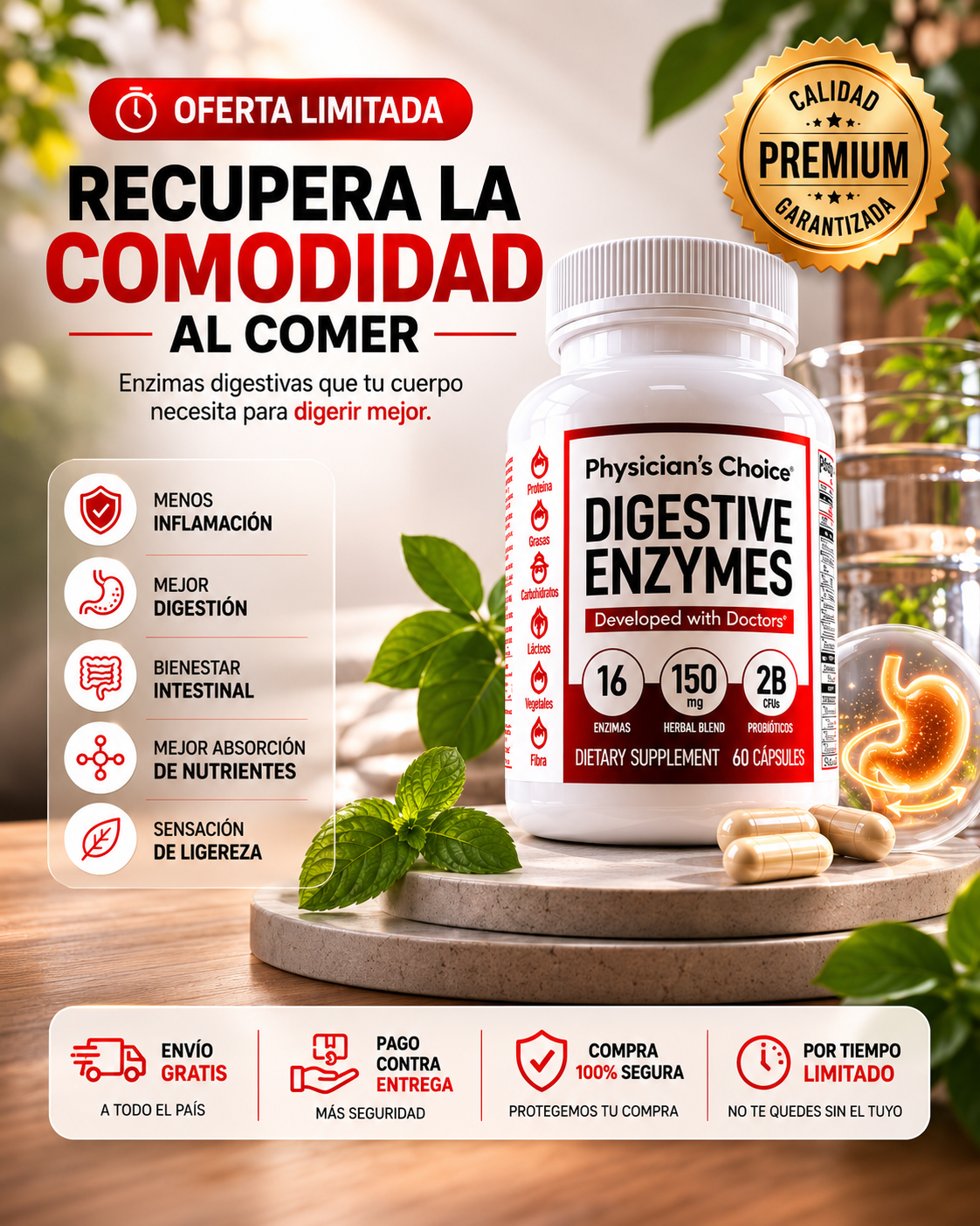 Digestive  Enzymes-Menos Hinchazon Despues de Comer